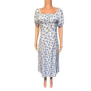 Midi dress fit and flare Short puff sleeves S